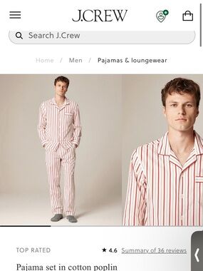 J. Crew Red & White Striped Cotton Button-Up Sleep Shirt